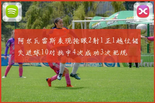 阿尔瓦雷斯表现抢眼2射1正1越位错失进球10对抗中4次成功3次犯规